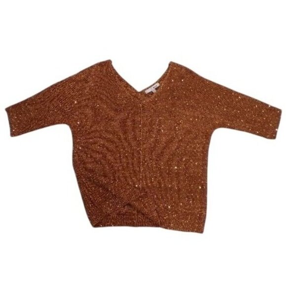 WD-NY Womens Medium Copper Sequin Knit V-Neck Sweater, NWT. - Picture 5 of 7